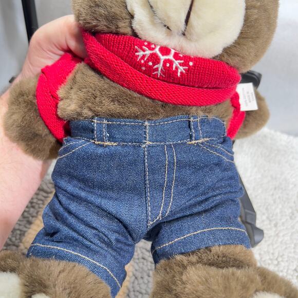 Lee Dungarees Jeans Happy Holidays Teddy Bear 12" x 10" Red Sweater Plush Soft - Picture 8 of 13